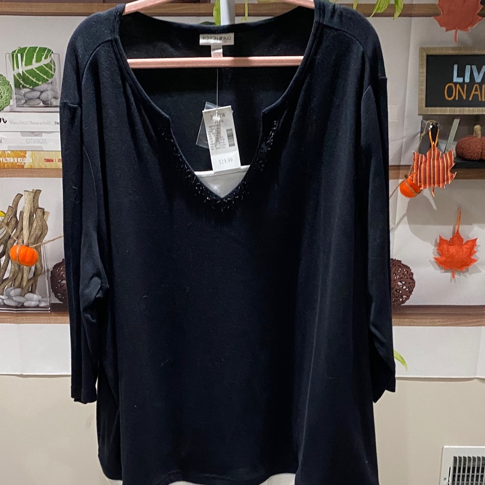 Fashion Bug Black Long Sleeve Top size 30/32. Ptp is 33